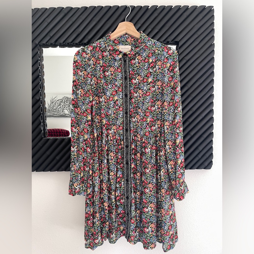 Sezane Floral Long Sleeve Dress - Multicolor